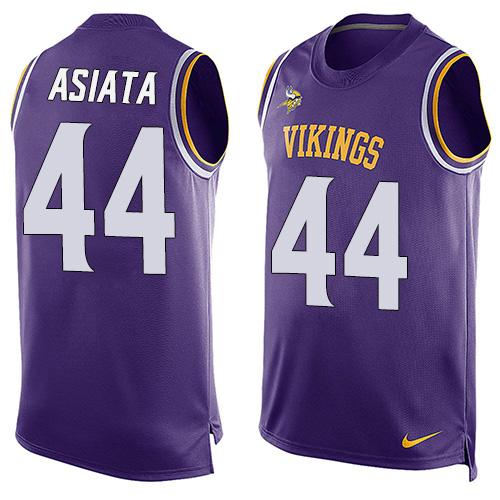  Vikings #44 Matt Asiata Purple Team Color Men's Stitched NFL Limited Tank Top Jersey
